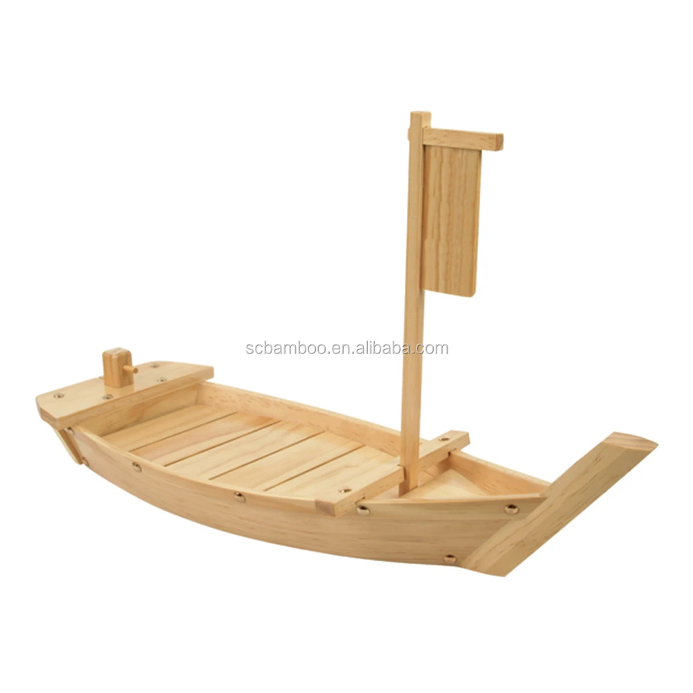 
japanese sushi serving plate wooden sushi boat wholesale 