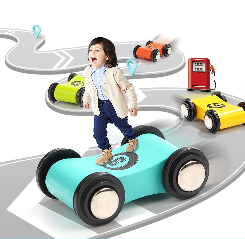 Topbright Toddler Toys For 1 2 Year Old Boy And Girl Gifts Wooden Race Track Car Ramp Racer With 4 Mini Cars