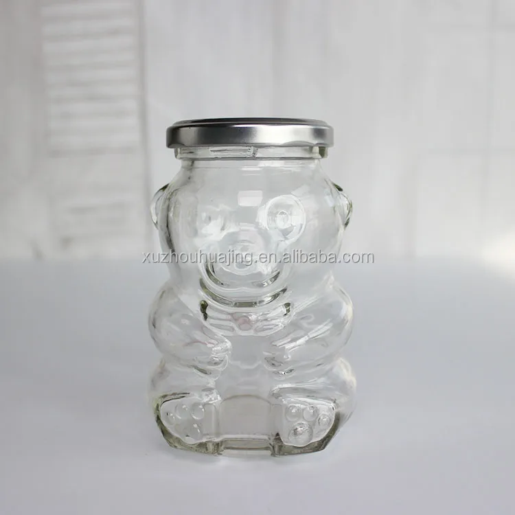 250ml Empty Bear Shaped Bottle Honey Candy Glass Jar With Tin Lid glass bottle glass jar