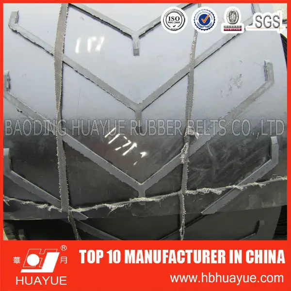 Ribbed pattern chevron endless V conveyor rubber belt