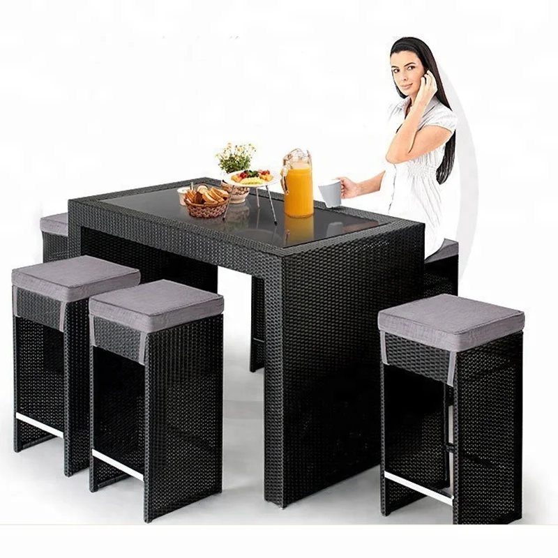 rattan bar table and chairs