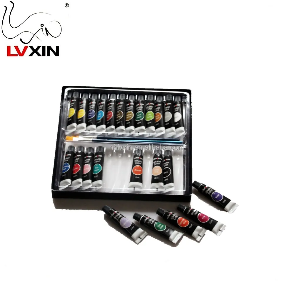 Premium Quality 12 ml / 0.4 Oz Non Toxic & Vivid Colors Watercolor Paint Set 24 Colors