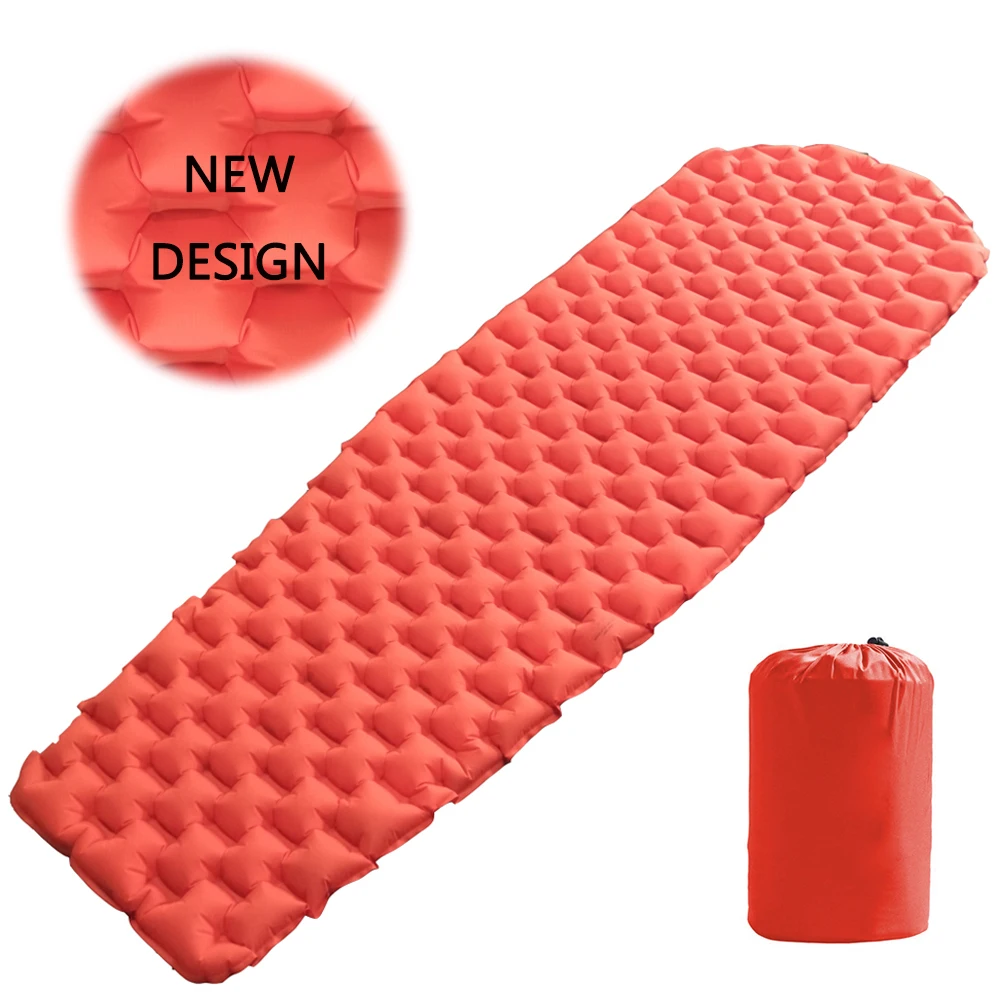 New Design Big Size 40D Nylon Camping Sleeping Inflatable Mattress Air Filled Mummy-shape Pad
