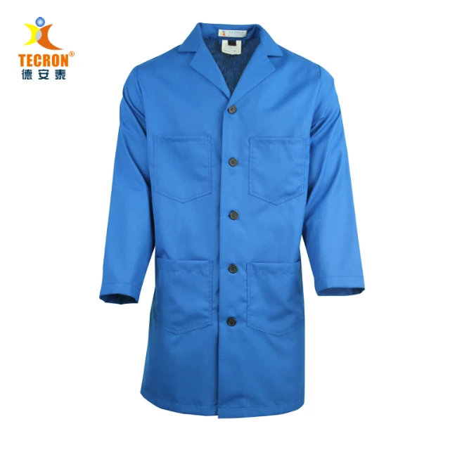 acid fire resistant and antistatic cotton lab coat