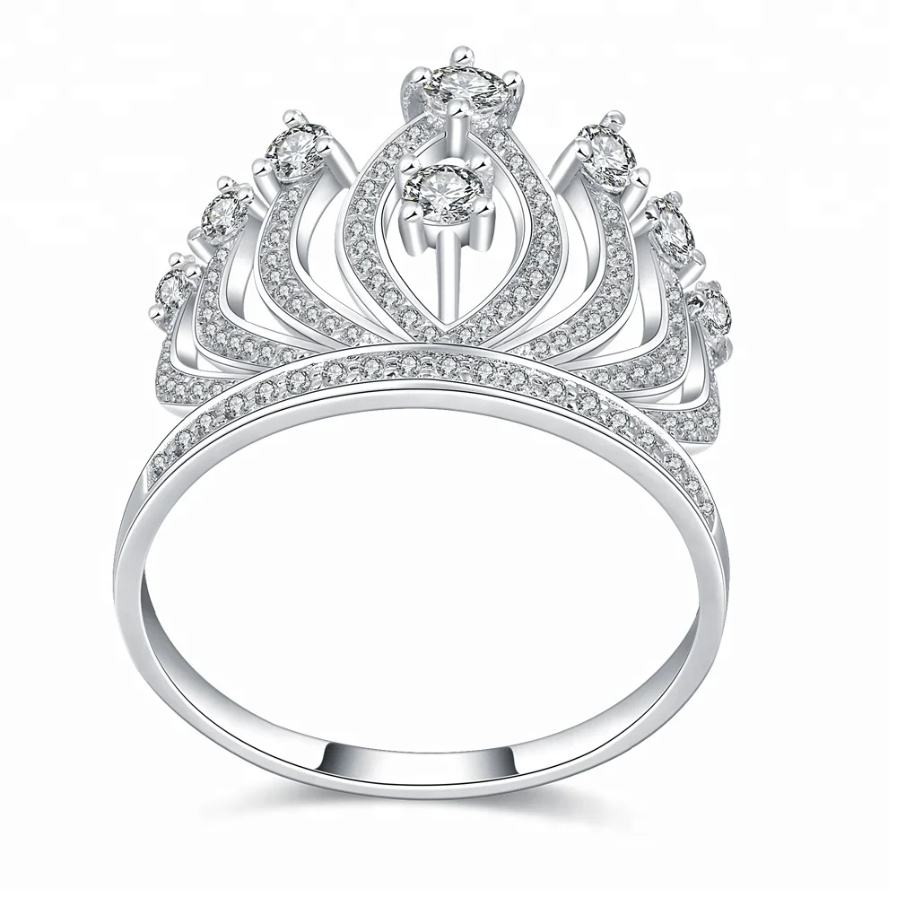 18k Gold plated 925 Silver Ring Crown Jewelry