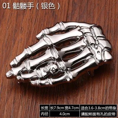 40mm inner size high quality zinc alloy skull hands western belt buckle