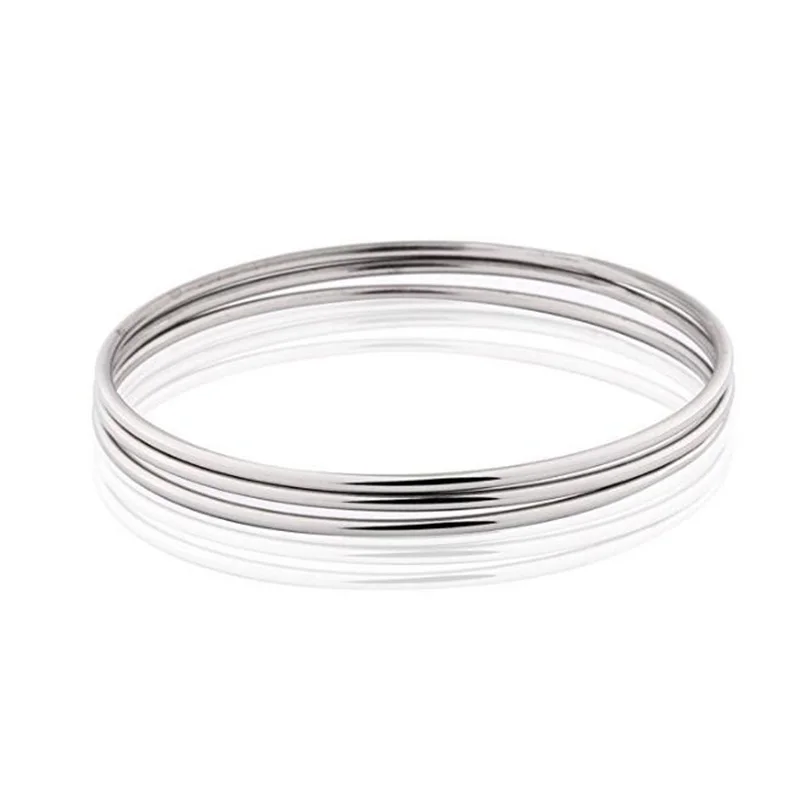 Women Simple 6 Pcs Tri-color Silver/Gold/Rose Gold Tone Bohemian Style Bangle Bracelet Set