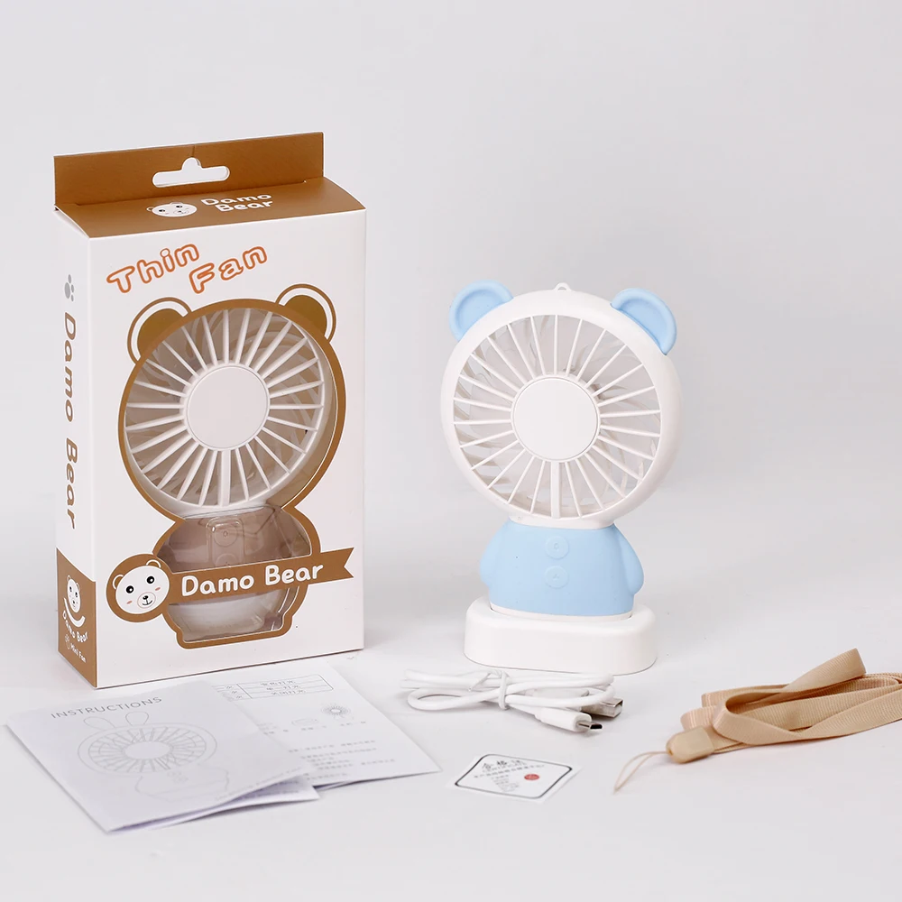 Handheld Fan Damo Bear Cute Mini Thin Cooling Cartoon Fan