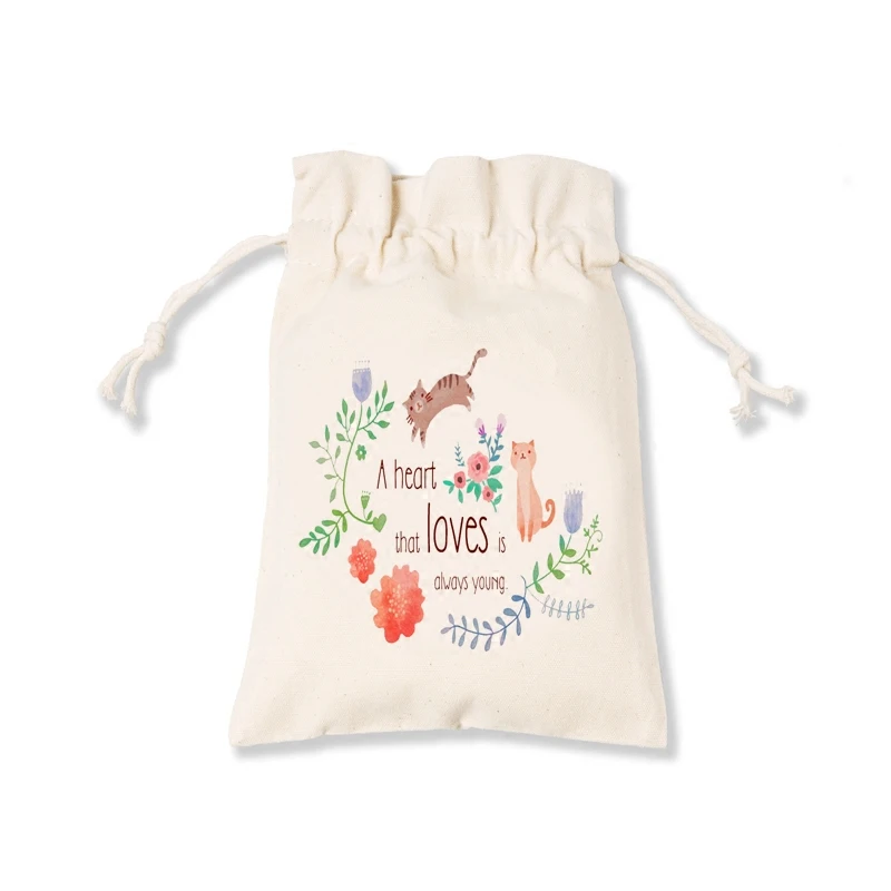China made cheap small pouch custom logo gift bag cotton muslin toy bag with drawstring