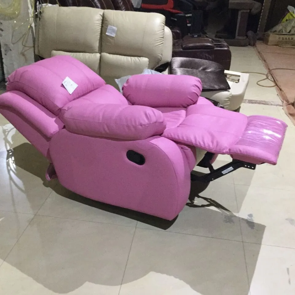 Contemporary Ty Pink PU Leather Rocker Swivel Recliner