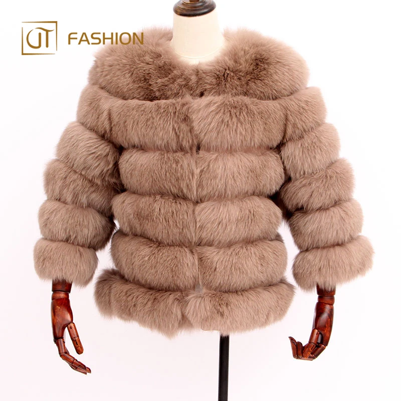 Cheap price jtfur real fox fur warm colorful plus big size wholesale fox fur coat