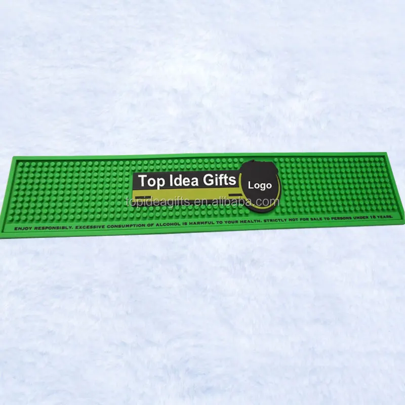 3D Rectangle soft pvc bar mats with 3D colorful embossed logo for beer bar Factory