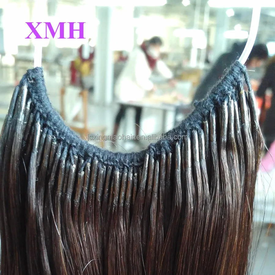 Thick Ends Human Hair Remy Cotton Thread  with Twins I-tip Extensions Korean Knotted Hair Extensions
