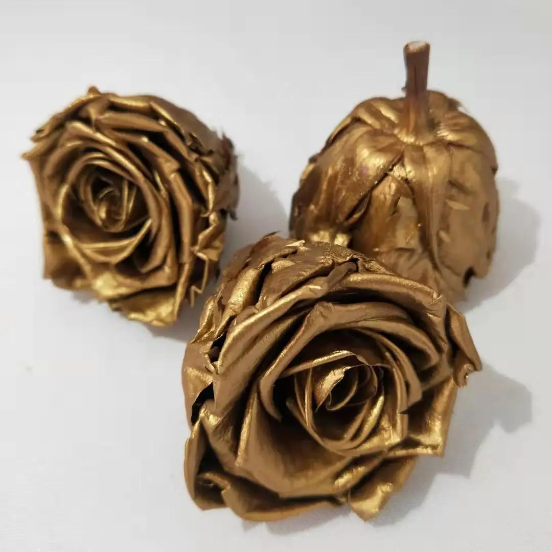 Yunnan AAA grade metallic color rose wholesale preserved rose gold dipped rose