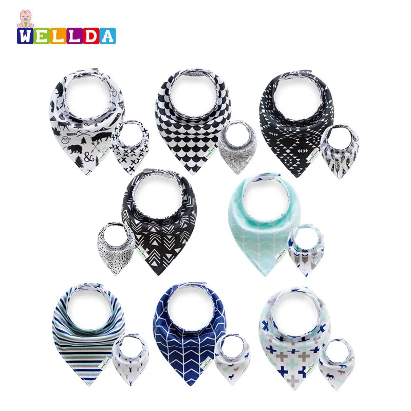 Двусторонняя и водонепроницаемая хлопковая детская бандана, Слюнявчики с регулируемыми защелками