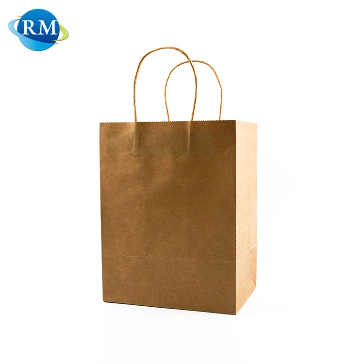 
Low Cost Square Bottom Plain Handle Grocery Brown Kraft Paper Bag 