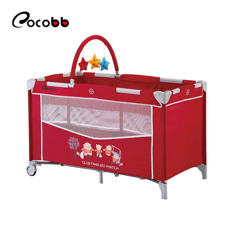 Роскошные портативный младенческой манеж cot красного цвета для путешествия кроватки с игрушками