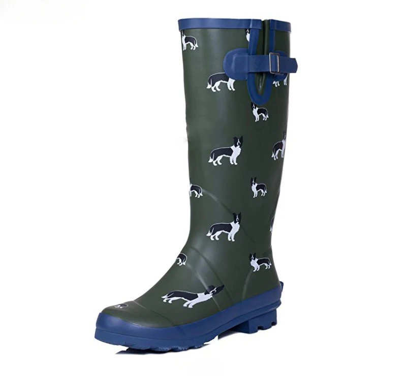 Wholesale Adjustable labrador Dog Print pictures Women Rubber Wellington Rain Boots