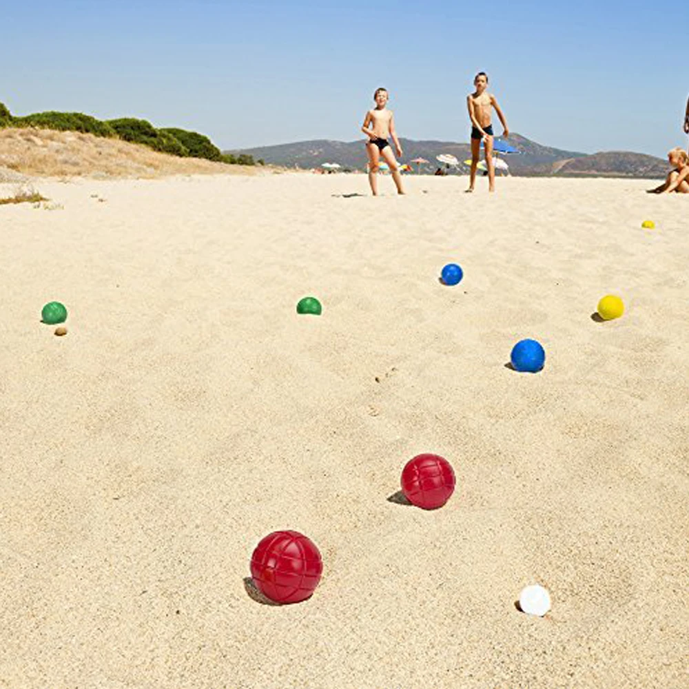 4-Player Bocce Set with Carrying Case | Set of Soft, Lightweight Plastic Balls;