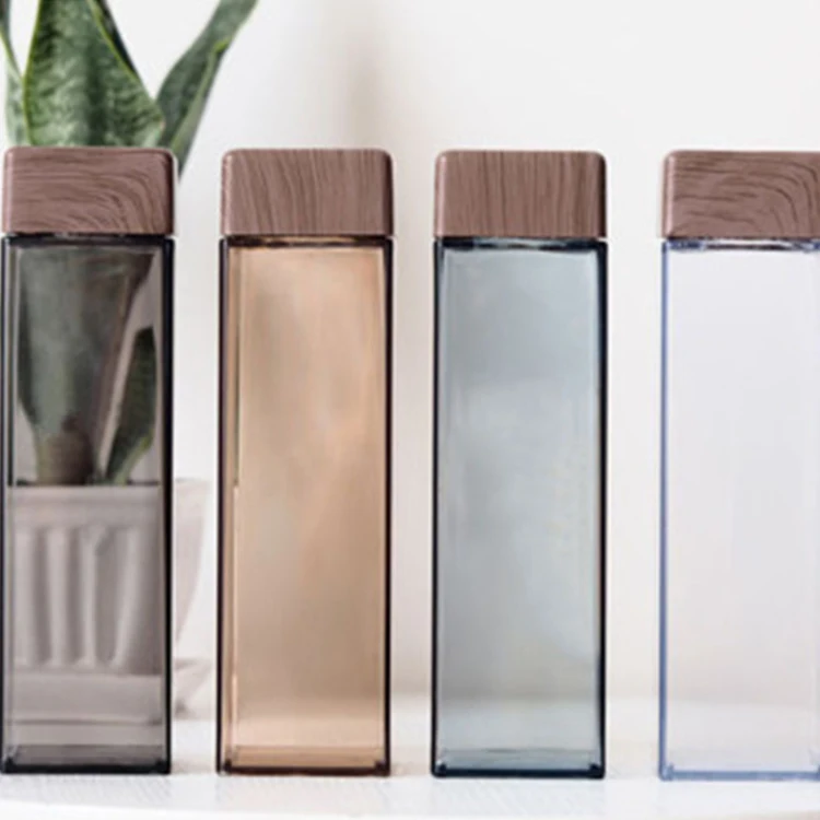 Недорогая Высококачественная портативная пластиковая бутылка для воды объемом 450 мл, квадратная пластиковая бутылка для воды