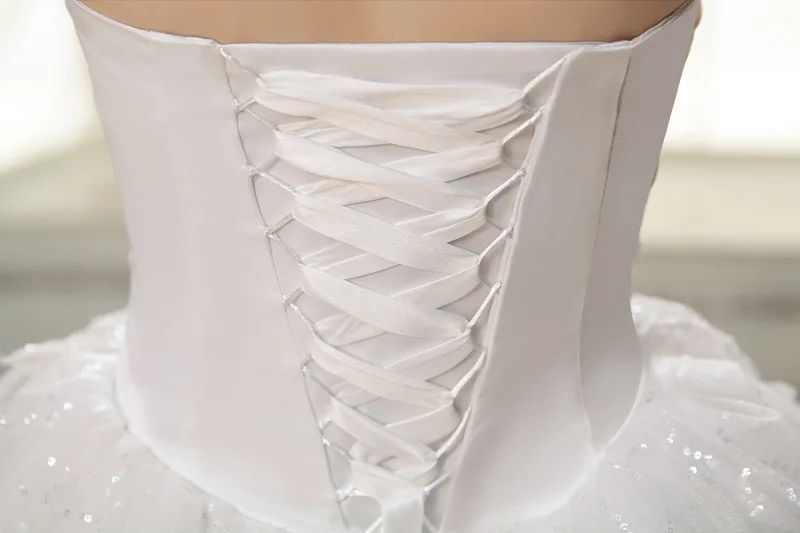 Cheap Stock Strapless Wedding Dresses Ruffled Plus Size Corset Bridal Gown with Lace-up back