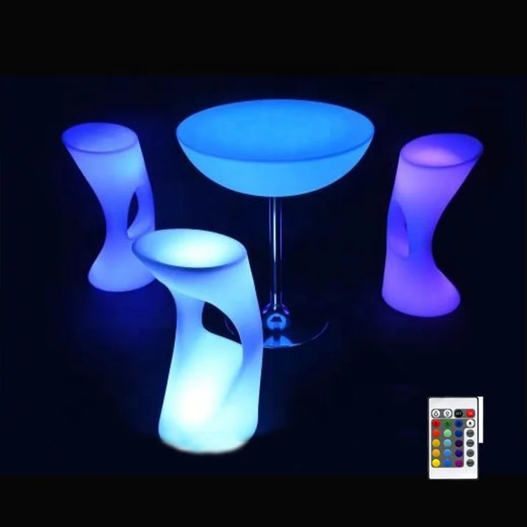 
Rechargeable Remote Control Colors Changing High Top LED bar stools for Outdoor Party 