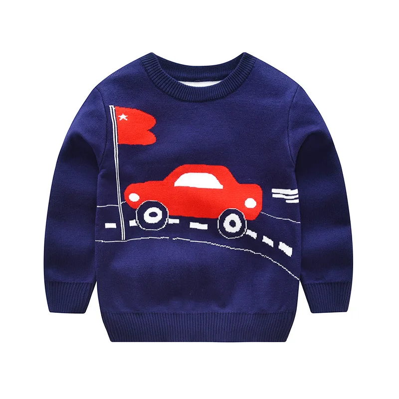 
Korean kids clothes car cartoon children baby 2-7 years baby knit crop top sweater coat 