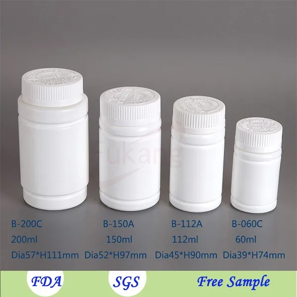 60ml Empty White HDPE Pharmacy Capsule/Pill Plastic Bottle Manufacture