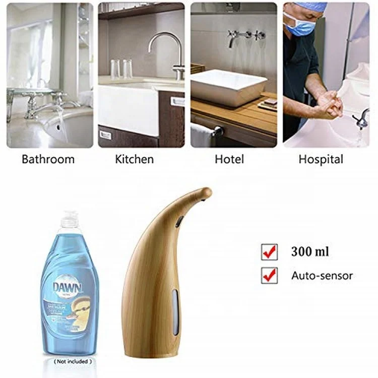 2024 Bestseller Touchless Hands Free Automatic Infrared Bamboo Liquid Soap Dispenser with Wooden for Kitchen Bathroom Sink