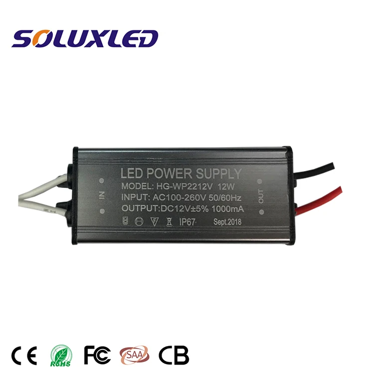 Small Power Supply for led mirror light lighting box IP67 AC100-260V to DC12V 1A 12W 1000mA