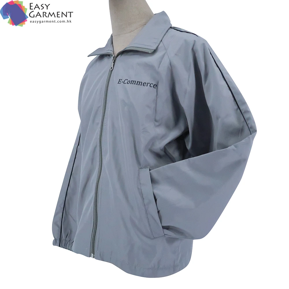 wholesale garments embroidery logo nylon sliver funnel heated jacket for dancing