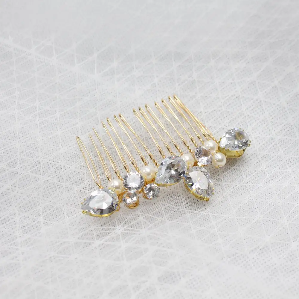 XL021 Korean crystal gold bridal hair comb wedding rhinestone wedding hair comb fashion pearl hair comb