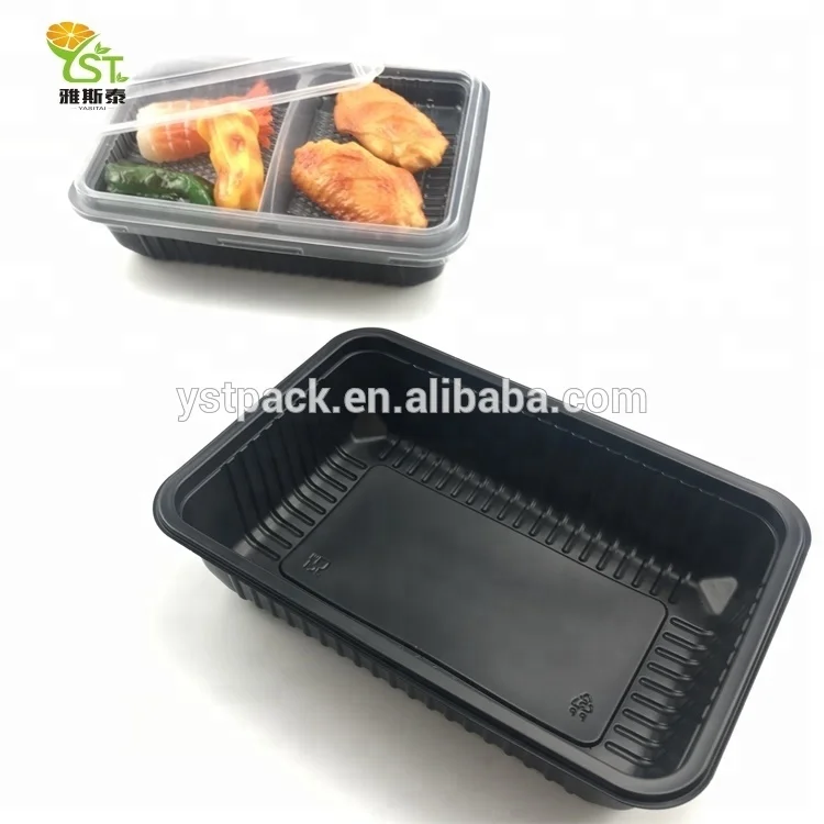High Quality Plastic Disposable Lunch Box 2 Compartment Microwave Hot Food Container