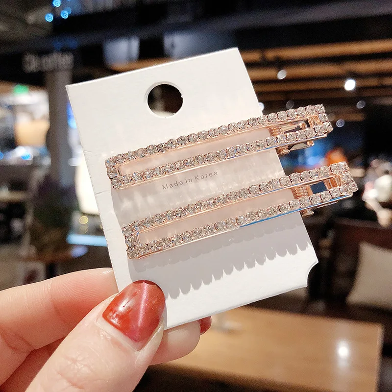 AHC19584 Wholesale New Fashion Luxury Crysta Rhinestone Hair Clips Barrette Alligator Heart Hair Clips For Wedding Women Girls