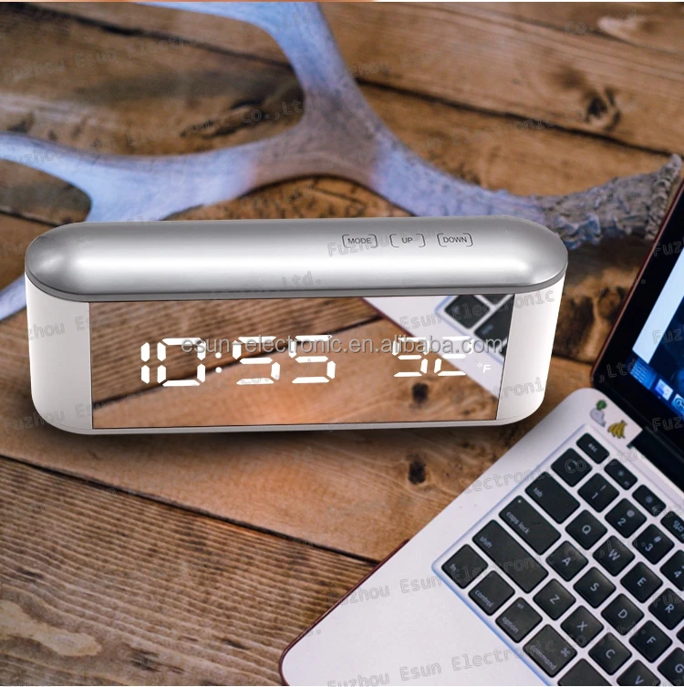 2017 Digital Touch key LED Mirror Table Wall Alarm Clock