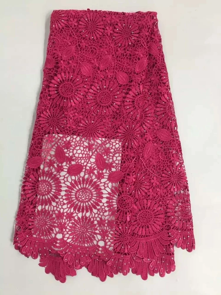 Wholesale cheap french african water soluble guipure lace textile material fabric with stones