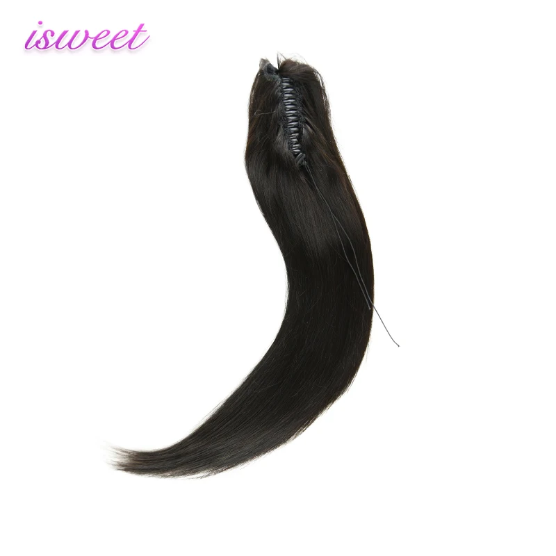 Double drawn claw clip human hair ponytail extensions