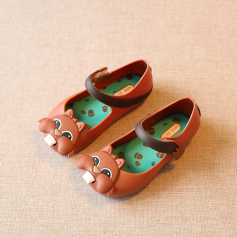 Squirrel design children girl larger size mini melissa jelly shoes