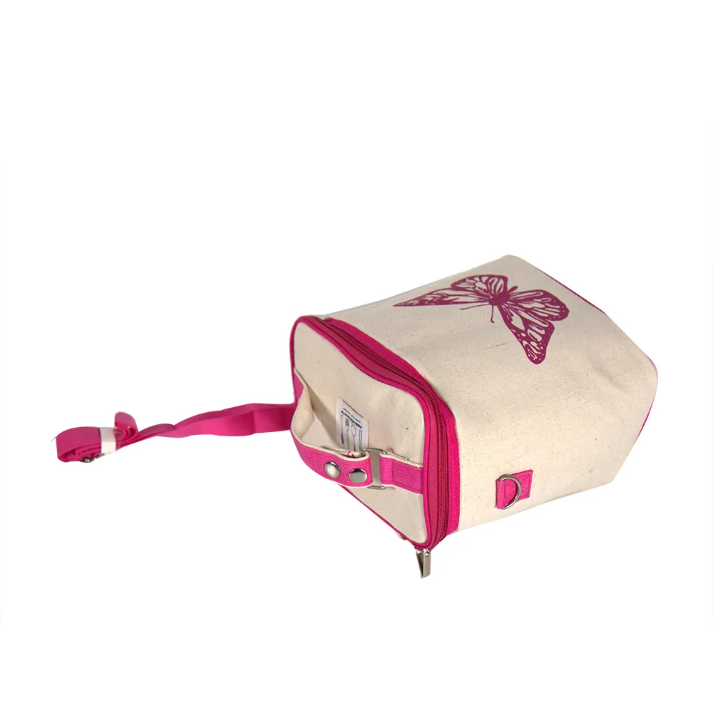 best selling butterfly printed cotton linen sports shoulder promotional  cooler bag