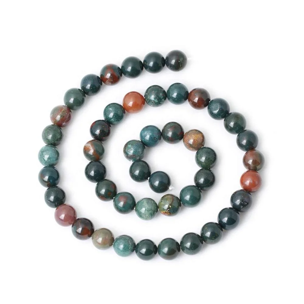 Оптовая продажа, круглые бусины из натурального хелиотропического камня, для изготовления модных украшений, ожерелий, браслетов