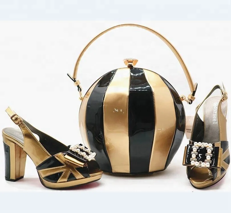 AB5342 Luxury Quality Custom High Heel and Italian Leather Matching Bag Set Italian Shoes and Bag Set