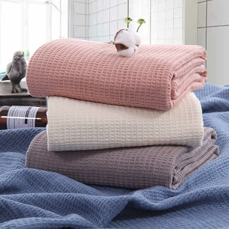 China Supplier 100% Soft Premium Cotton Waffle Weave Bed Blanket Comfortable and Warm