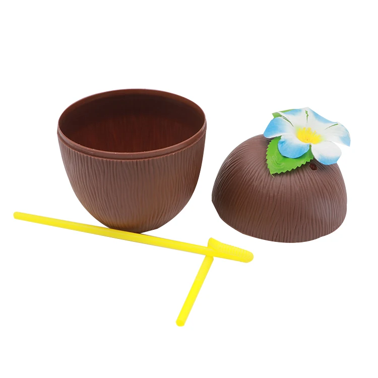 food grade BPA free coconut drink cup kids coconut shell drink water straw cup straw mug