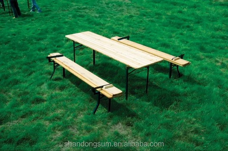 Wooden Folding Beer Table Bench Set Trestle