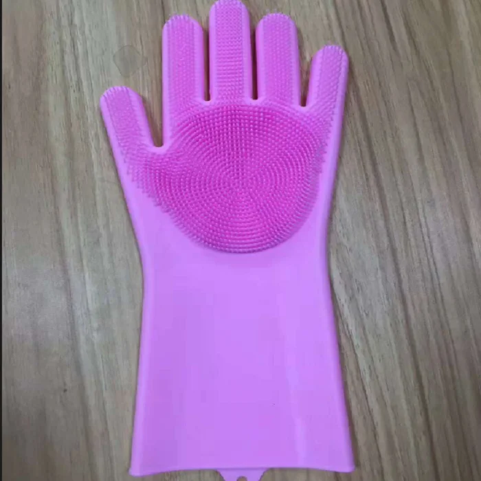 Magic Reusable Silicone Gloves with Cleaning Scrubber, Great for dish wash, Cleaning