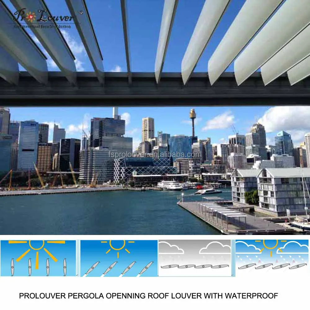 Outdoor Design Aluminum Pergola, Waterproof Pergola Covers, Automatic Roof Pergola Louver