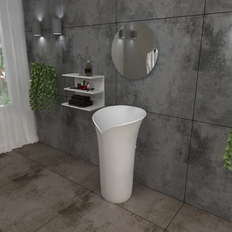 SM-8513 Pedestal Stone Sink, Bathroom Freestanding Basins