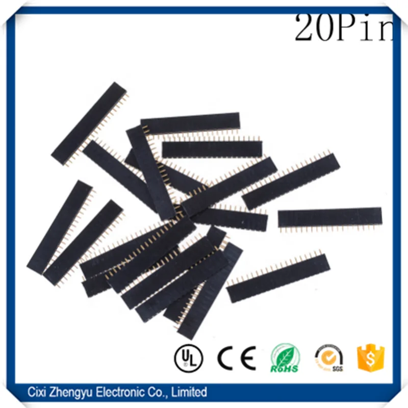 2.54mm Female Single Row Pin Header Strip PCB Connector 2/3/4/5/6/7/8/9/10/11/12/13/14/15/16/20/40 Pin