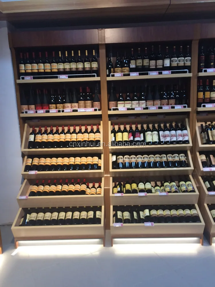 2016 High-quality Shelves Wooden Wine Glass Showcase Display Cabinet Rack Stands for Wine Shop