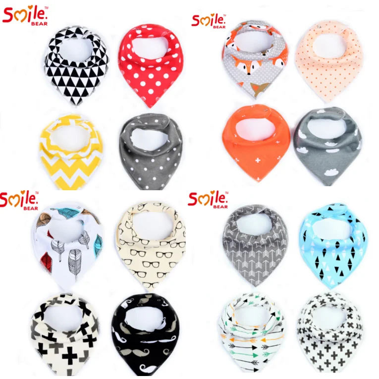 
Amazon Hot Selling Colorful Soft organic cotton baby bandana bibs 